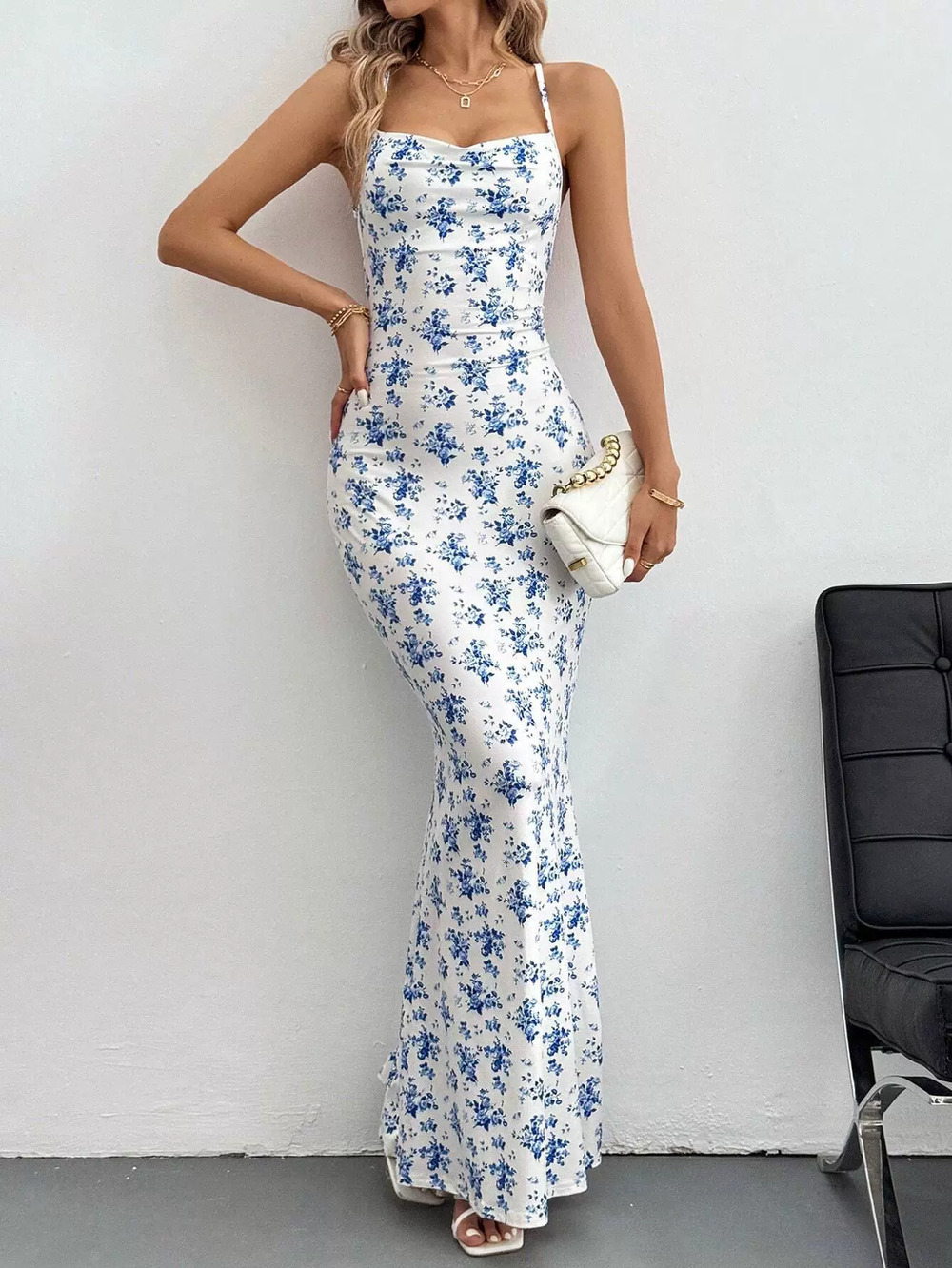 ZARA Spring Summer Sweet Fresh Floral Backless Spaghetti Strap Vacation Dress